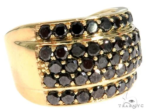 RINA - For Him FACTORY 14K Yellow Gold Black Diamond Band 61502 in Rose Gold / 8 – Ring