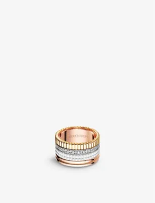 BOUCHERON Quatre 18ct white, yellow and pink gold, 0.49ct diamond and ceramic ring - 48mm – Mens | Jewellery | Rings