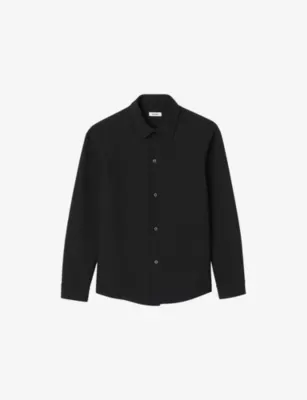 SANDRO Joker long-sleeve regular-fit stretch-woven shirt - Noir / Gris detail 2
