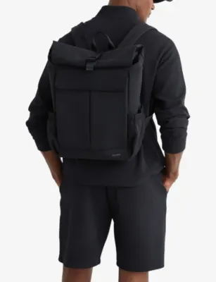 REISS Roll-Top Branded Woven Backpack detail 2