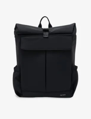 REISS Roll-Top Branded Woven Backpack