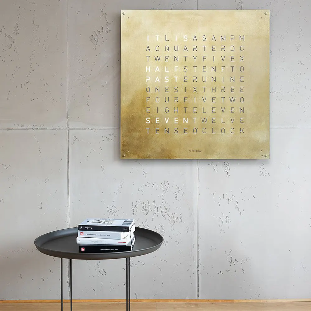 QLOCKTWO EARTH 90 Large Creator's Edition Silver & Gold Wall Clock, additional product view 2