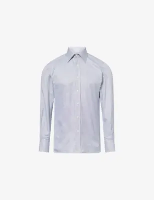 TOM FORD Slim-Fit Graphic-Pattern Cotton Shirt - 15.75