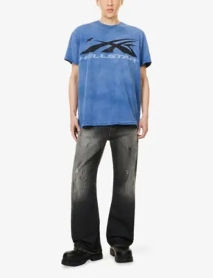 HELLSTAR Classic Logo Cotton T-Shirt in BLUE, additional product view 2