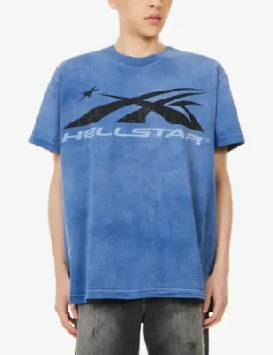 HELLSTAR Classic Logo Cotton T-Shirt in BLUE, additional product view 3