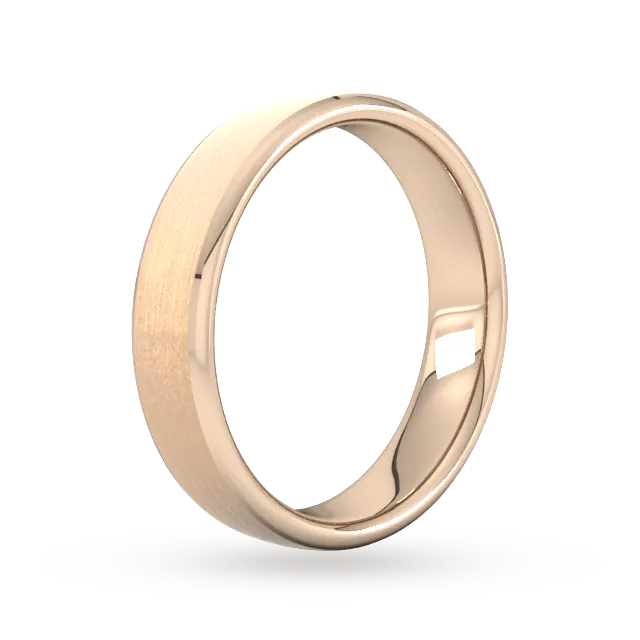 For Him 5mm Slight Court Standard Polished Chamfered Edges With Matt Centre Wedding Ring In 18 Carat Yellow Gold detail 2