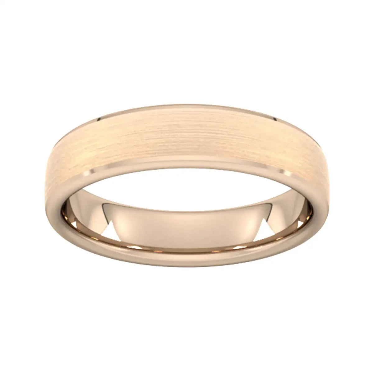 For Him 5mm Slight Court Standard Polished Chamfered Edges With Matt Centre Wedding Ring In 18 Carat Yellow Gold