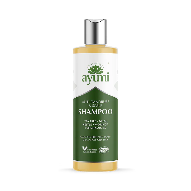 Ayumi Naturals Anti-Dandruff Scalp Shampoo, Neem and Tea Tree for Flaky and Itchy Scalp, Certified Anti-Dandruff Formula 250ml