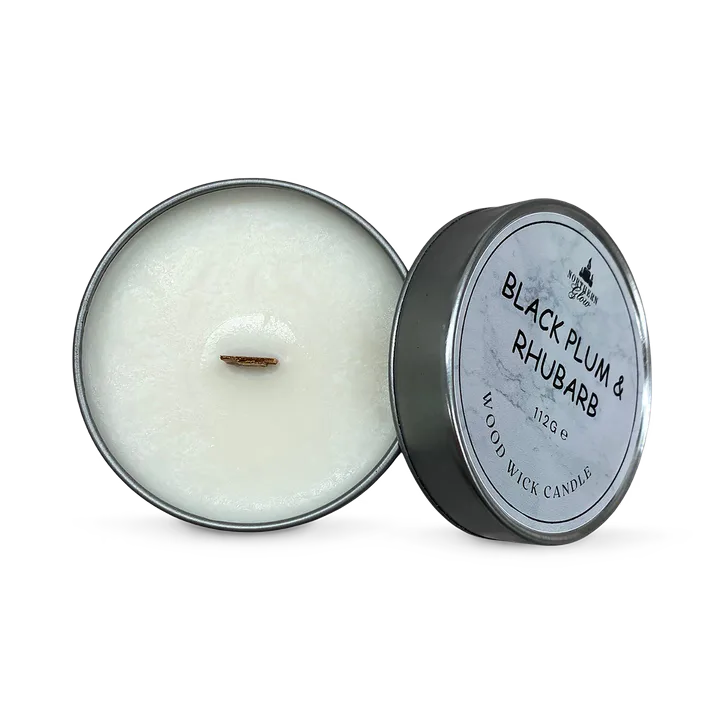 Northern Glow Scented Wood Wick Candle - Black Plum & Rhubarb detail 2