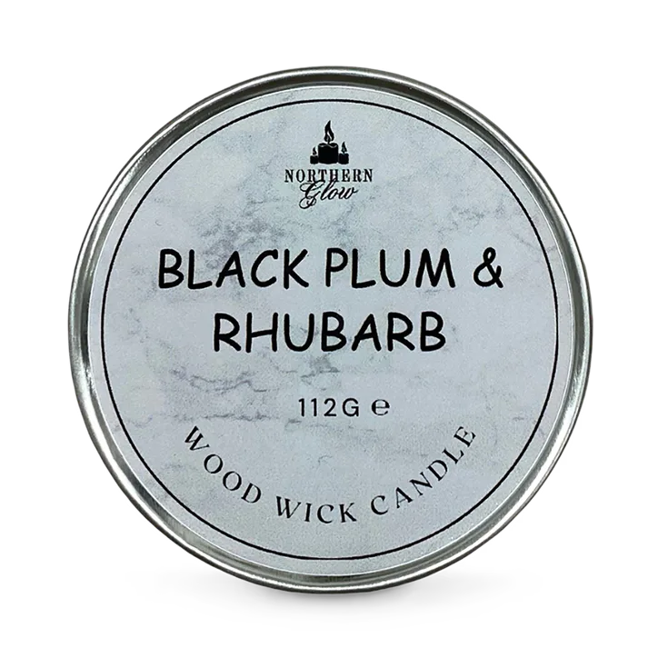 Northern Glow Scented Wood Wick Candle - Black Plum & Rhubarb
