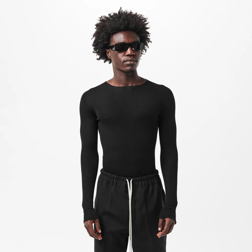Rick Owens Men's Crew Neck Jumper in Black 09, additional product view 3