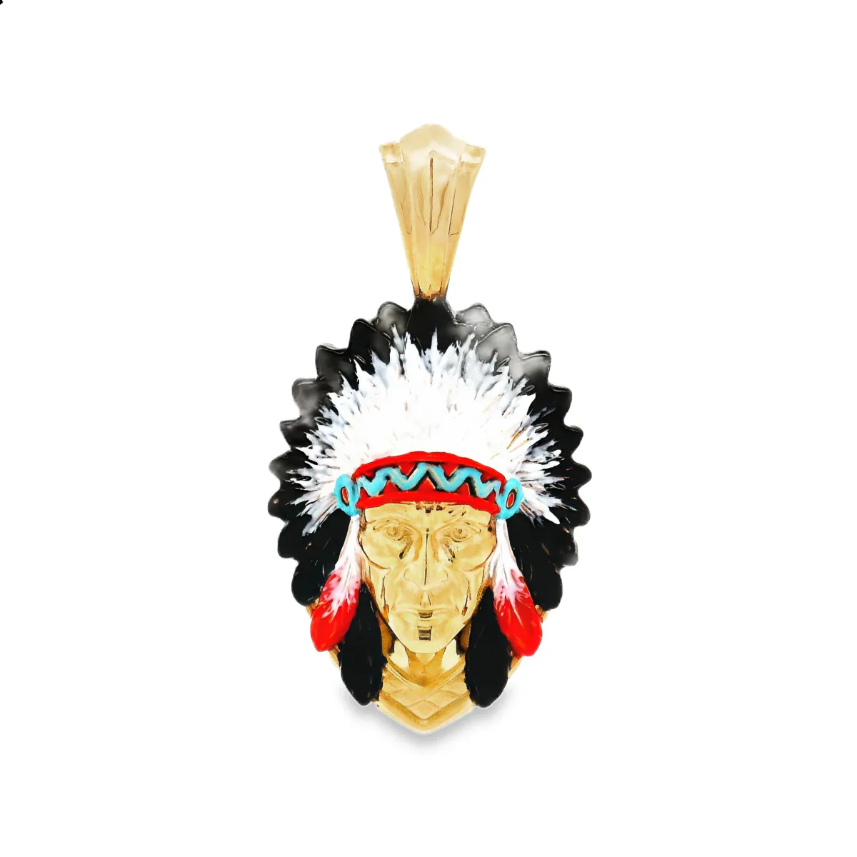 RINA - For Him FACTORY Red Feather Native Chief Pendant 71091 in Yellow Gold – Pendant