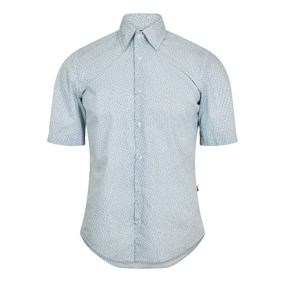 Boss Mens BOSS ORANGE Short Sleeve Shirt in Blue 459 – Clothing