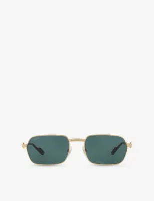 CARTIER CT0463S Rectangular-Frame Metal Sunglasses