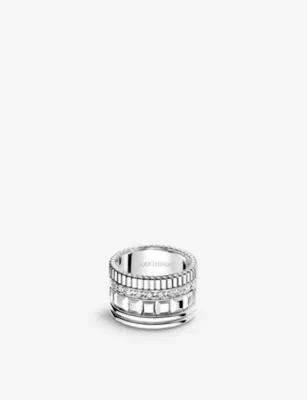 BOUCHERON Quatre Radiant Edition 18ct white-gold and 0.49ct pavé diamond ring - 52mm
