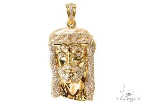 RINA - For Him FACTORY Prong Diamond Jesus Pendant 37119 in Yellow Gold – Pendant