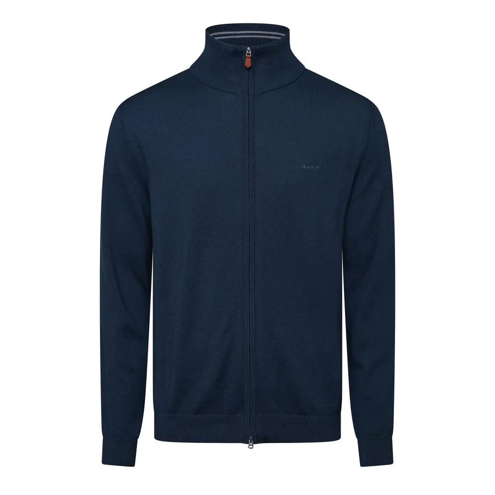 Gant Men's Cotton Texture Full Zip Fleece Top