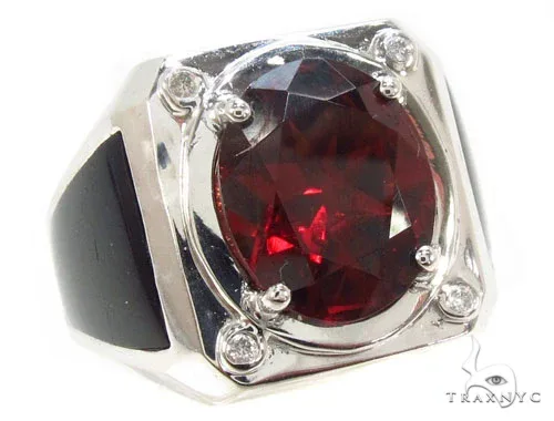 RINA - For Him FACTORY Red Garnet & Diamond Custom Ring 35492 in Rose Gold / 7 – Ring