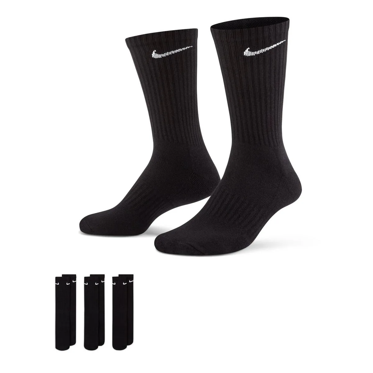 For Him Nike Everyday 3 Pack Cotton Cushioned Crew Socks in Black/White – Accessories