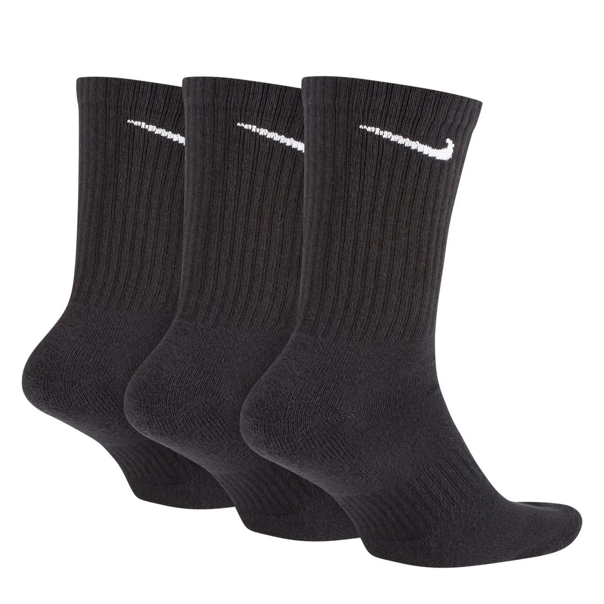 For Him Nike Everyday 3 Pack Cotton Cushioned Crew Socks in Black/White, additional product view 2