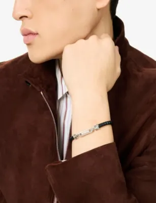 NINETWOFIVE Rasil Braided Sterling-Silver And Leather Bracelet - L detail 2