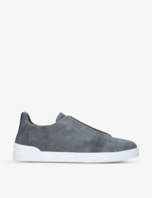 ZEGNA Triple stitch low-top cotton trainers - EUR 45 / 11 UK MEN in GREY – Mens | Trainers | Slip on trainers