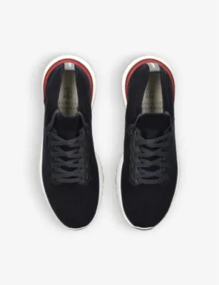 BRUNELLO CUCINELLI Brand-embossed pull-tab knitted low-top trainers - White - EUR 45 / 11 UK MEN in BLUE OTHER, additional product view 2