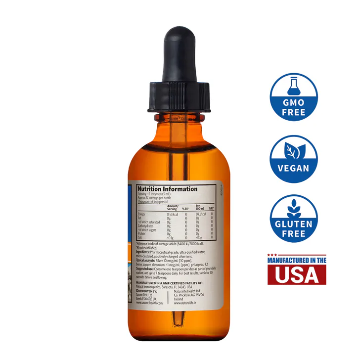 Natural Immunogenics Sovereign Silver Ion Water- 59ml Dropper Top, additional product view 2