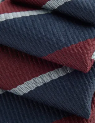 THE FRANKIE SHOP Lene Striped Woven Tie in BURGUNDY, additional product view 2