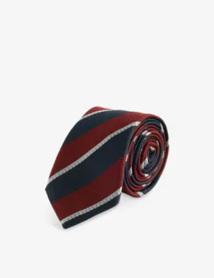THE FRANKIE SHOP Lene Striped Woven Tie in BURGUNDY – Mens | Ties | Plain Ties