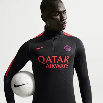 Nike Paris Saint-Germain Strike Men's Nike Dri-FIT Football Knit Drill Top - Black/Global Red/Global Red