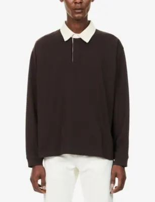 FRAME Contrast-Collar Cotton Polo Shirt detail 3