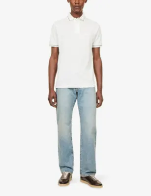 EMPORIO ARMANI Tipped-Collar Short-Sleeve Cotton-Piqué Polo Shirt detail 2