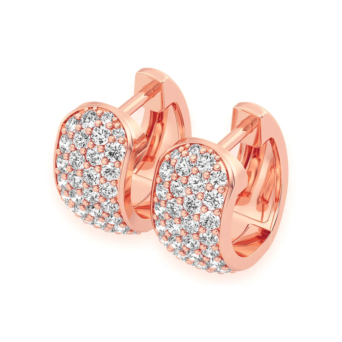 For Him Wide Diamond Huggie Hoop Earrings in Rose Gold / Natural Diamond – Earring