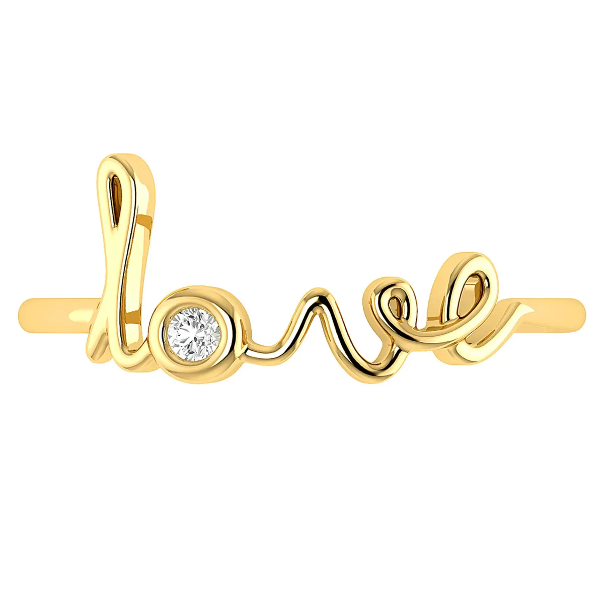 For Him Love Script Diamond Ring in Yellow Gold / Natural Diamond – Ring