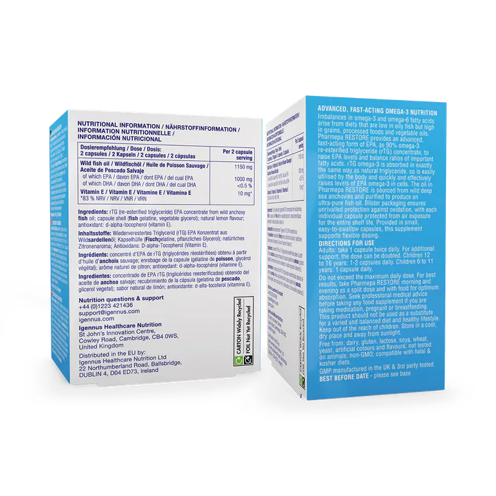 Igennus Healthcare Nutrition Pharmepa Restore High-Absorption Pure EPA Omega-3 Fish Oil 1000mg, IFOS Certified, 60 Softgels detail 2