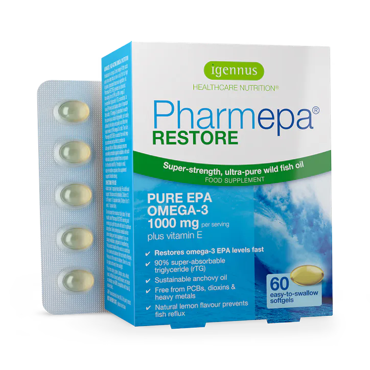 Igennus Healthcare Nutrition Pharmepa Restore High-Absorption Pure EPA Omega-3 Fish Oil 1000mg, IFOS Certified, 60 Softgels