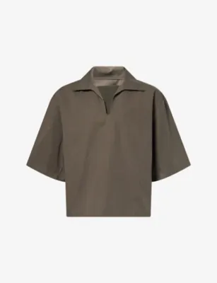 SEVENTH Football Box-Fit Cotton-Blend Polo Top in KHAKI BROWN – Mens | Tops & t-shirts | Polo shirts | Short sleeve