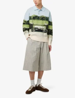 ONLY THE BLIND Jardin De Blake's Intarsia Knitted Polo Shirt detail 2
