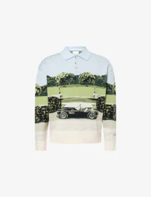 ONLY THE BLIND Jardin De Blake's Intarsia Knitted Polo Shirt
