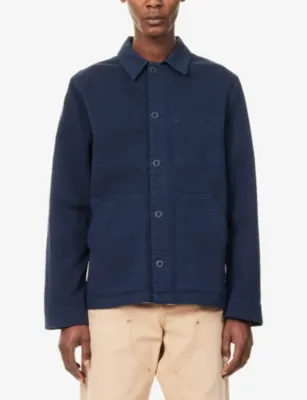 PS BY PAUL SMITH Casual Patch-Pocket Cotton Chore Jacket in Very Dark Navy, additional product view 3