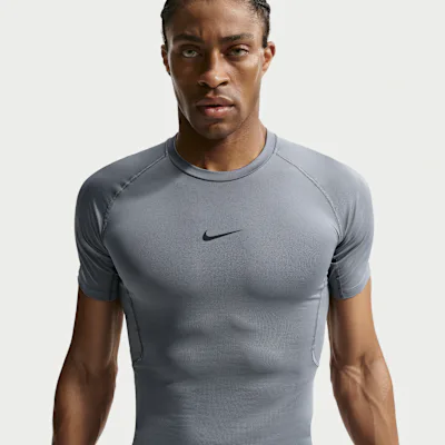 Nike Pro Men's Dri-FIT Tight Short-Sleeve Fitness Top - Smoke Grey/Black