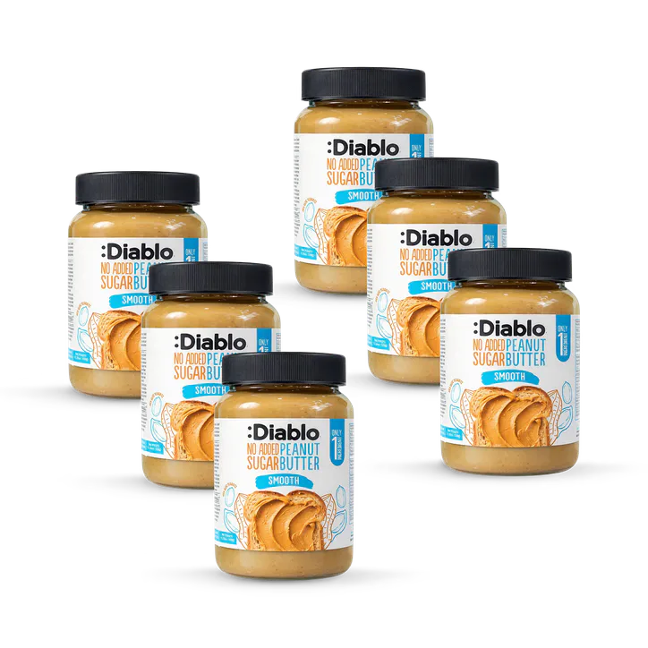 Diablo No Added Sugar Smooth Peanut Butter 350g Pack of 6