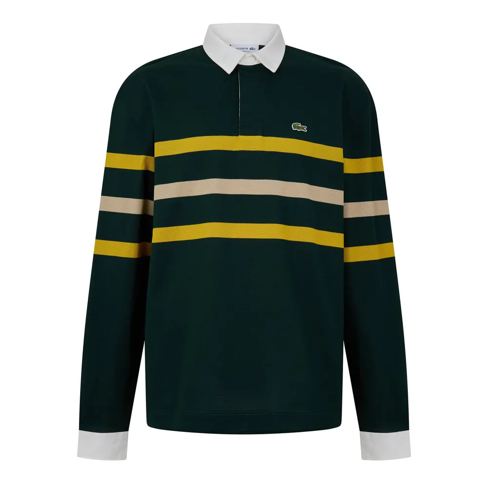 Lacoste Men's Striped Cotton Long-Sleeve Rugby Polo