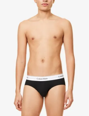 CALVIN KLEIN Icon Logo-Waistband Pack Of Three Stretch-Cotton Hip Brief detail 2