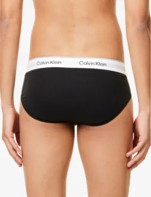 CALVIN KLEIN Icon Logo-Waistband Pack Of Three Stretch-Cotton Hip Brief detail 3