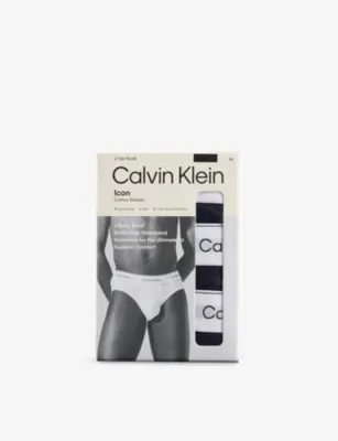 CALVIN KLEIN Icon Logo-Waistband Pack Of Three Stretch-Cotton Hip Brief
