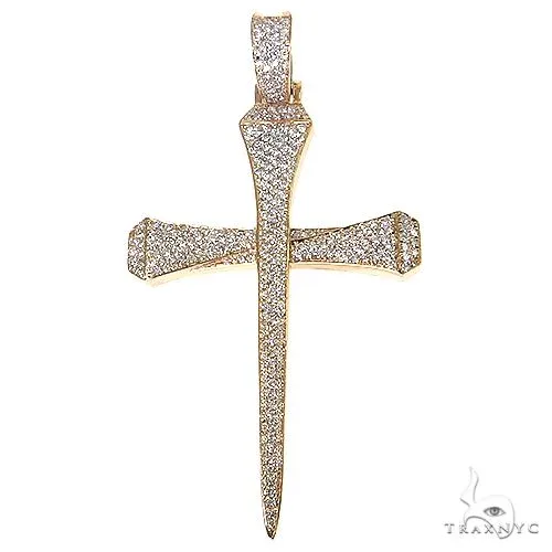 RINA - For Him CUSTOM Small Diamond Nail Cross 68696 in Rose Gold – Pendant