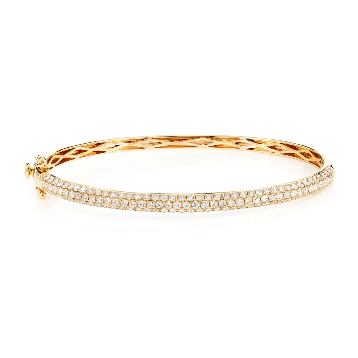 For Him Three Row Pavé Diamond Bangle in 1.95ctw / Rose Gold / Medium – Bracelet