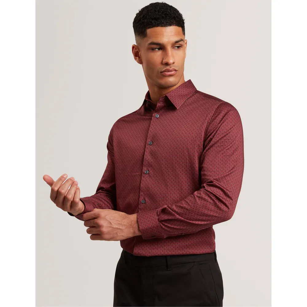 Ted Baker Men's Long Sleeve Geometric Patterned Shirt detail 2